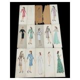 Lot of Beatrice Mejia signed fashion drawings