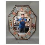 Vintage Japanese octagonal mirror with reverse