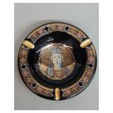 Hand made ceramic ashtray gilt with 24k gold paint