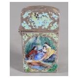 Antique silver and enamel lighter case
