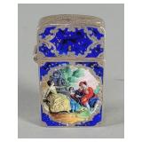 Antique silver and enamel lighter case