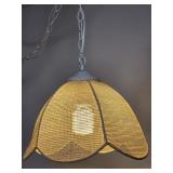 Vintage Rattan hanging swag lamp