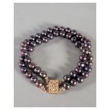 Peacock pearl and 14k gold bracelet