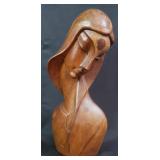 Vintage carved wood female bust