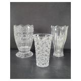 Three glass vases