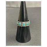 Vintage sterling silver and turquoise band ring