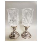 Pair of 3pc hurricane candlesticks