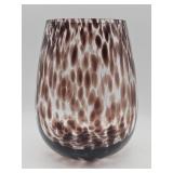 Hand-blown brown spatter art glass vase