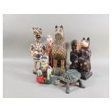 Group of vintage hand painted wood carved