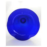 Vintage cobalt blue hand-blown art glass trumpet