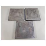 3 vintage metal printing plates