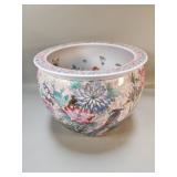 Chinese handpainted porcelain fishbowl planter pot