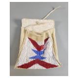 Native American style beaded leather pouch