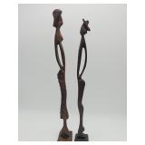Pair of bronze-finish spelter elongated man and