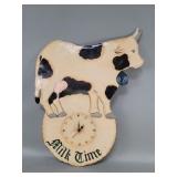 Quartz "Milk Time" metal cow wall clock