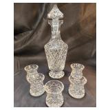 Crystal liquor set decanter and 5 glasses,