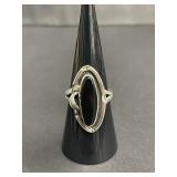 Vintage sterling silver and black onyx ring