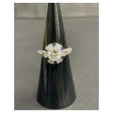 Sterling silver ring with blue and clear cubic