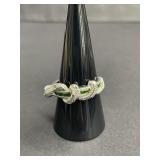 Sterling silver snake ring with green cubic