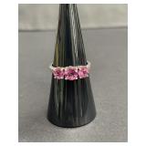 Sterling silver ring with pink cubic zirconia