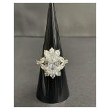 Sterling silver ring with marquise cubic zirconia
