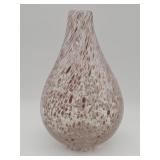 Vintage hand-blown clear and blush pink spatter