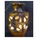 Mid-century glazed ceramic swag pendant lamp