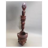 Carved wood tribal style ceremonial offering bowl