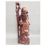 Vintage carved wood Shou Xing sculpture