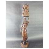 Vintage carved wood balinese women sculpture