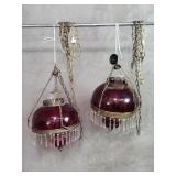 Pair of Victorian ruby glass glass hanging