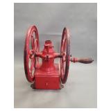 Antique cast iron double wheel coffee grinder