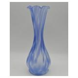 Vintage hand-blown blue and white spiral satin