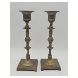 Pair of vintage brass baluster candlesticks