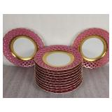 12pc Haas & Czjzek pink open work plates