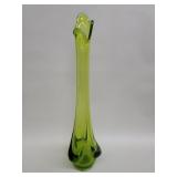 Vintage green swung glass vase