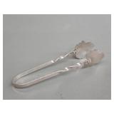 Sterling silver maple leaf sugar tongs with a