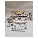 Group of vintage costume jewelry, necklaces,