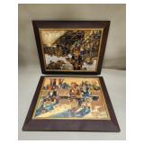 Pair of signed R. Sakdi vintage oil paintings on