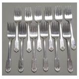 12 International sterling dessert/salad forks