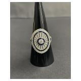 Sterling silver ring with blue and clear cubic