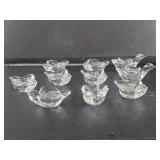 Ten crystal bird figure salt cellars