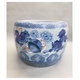 Vintage blue and white Asian porcelain planter