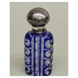 Antique cobalt blue cut to clear glass and