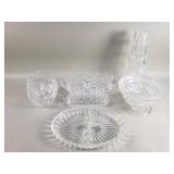 Group of crystal and glass snack tray, bowls,