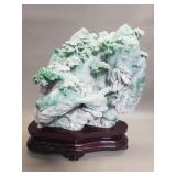 Chinese carved green and white nephite jade