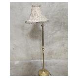 Brass swing-arm floor lamp with beaded paisley