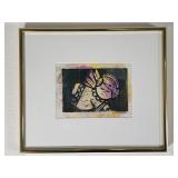 Vintage Bea Gandolfo linoblock on rice paper