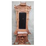 Victorian walnut hall tree with marble top and