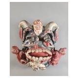 Vintage Mexican folk art terracotta wall mask